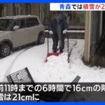 青森では積雪21センチに…日本海側で大雪・猛吹雪に警戒　今冬一番強い寒気｜TBS NEWS DIG
