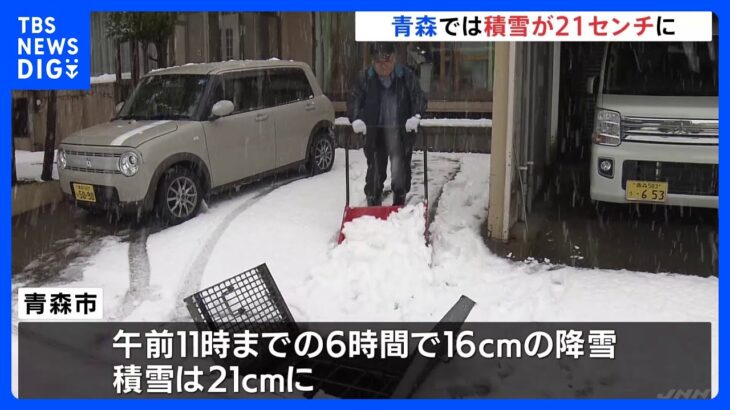 青森では積雪21センチに…日本海側で大雪・猛吹雪に警戒　今冬一番強い寒気｜TBS NEWS DIG