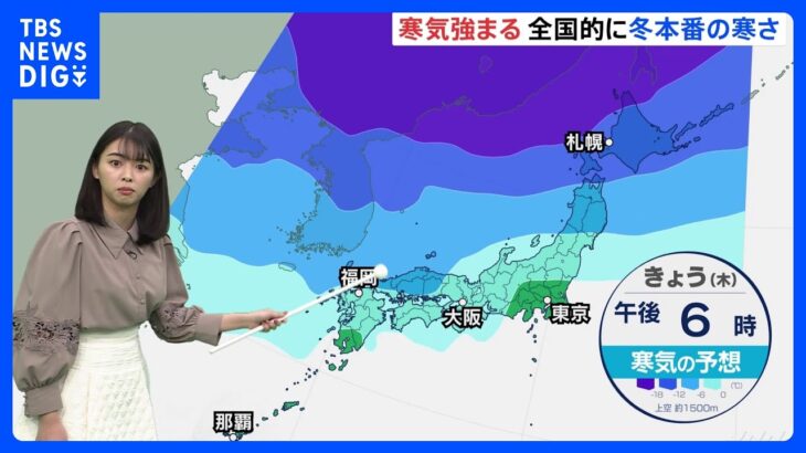 一気に冬の空気…寒気強まり全国的に冬本番の寒さ　北日本の日本海側は2日にかけ大雪予報【気象予報士解説】｜TBS NEWS DIG