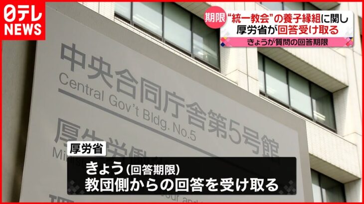 【厚生労働省】“養子縁組”実態など尋ねた質問書 教団から回答届く