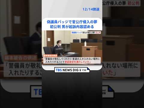 偽議員バッジで官公庁侵入した罪　男が起訴内容認める　東京地裁 | TBS NEWS DIG #shorts