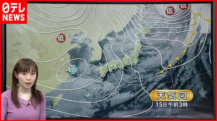 【天気】北日本の日本海側は広く雪 猛吹雪の所も 太平洋側は晴れる所多く乾燥