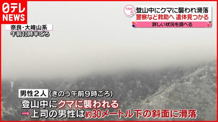【遺体見つかる】登山中にクマに襲われ滑落…奈良・大峰山系