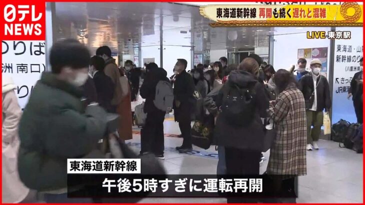 【ほぼ全区間で遅れ】東海道新幹線が再開も…東京駅で多くの人が改札内に入れず、切符売り場に長蛇の列