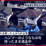 【“ハンマー”持ち男逃走】「大声を出し男が騒いでいる」男女3人倒れ…死亡　　飯能市