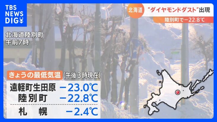 北海道で厳しい冷え込み「ダイヤモンドダスト」出現｜TBS NEWS DIG