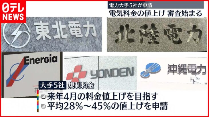 【電力大手5社が申請】電気料金の値上げを審査 有識者会議が初会合