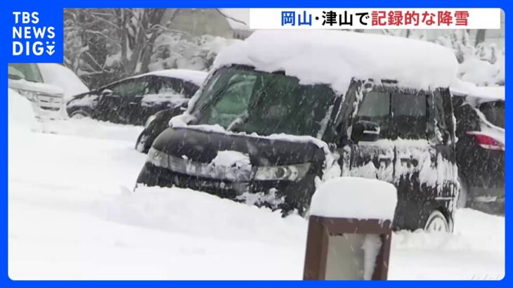 観測史上1位４６センチの積雪　岡山・津山市では“タイヤの高さを超える雪”に各地で立ち往生　国道では最大２５キロの大渋滞【最強寒波】 ｜TBS NEWS DIG