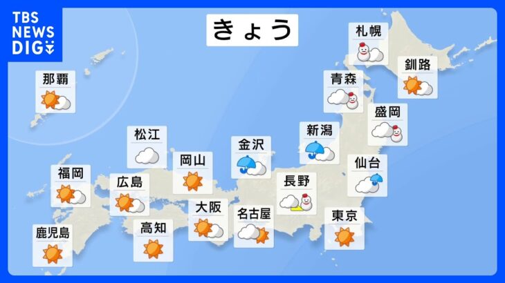 今日の天気・気温・降水確率・週間天気【1月1日 天気予報】｜TBS NEWS DIG