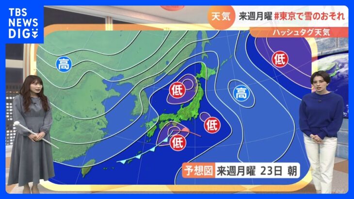 【1月19日 関東の天気】来週月曜 #東京で雪のおそれ｜TBS NEWS DIG