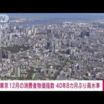 【速報】12月の東京の消費者物価4.0％上昇　40年8カ月ぶりの高水準(2023年1月10日)