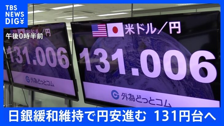 【速報】日銀緩和維持で円安進む 128円台後半から、131円台へ｜TBS NEWS DIG