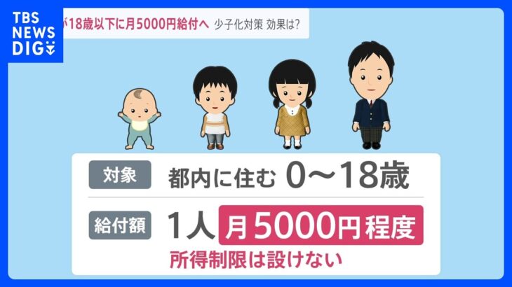 東京18歳以下に月5000円程度給付へ…少子化対策につながる?専門家「効果はあったとしても限定的」【news23】｜TBS NEWS DIG