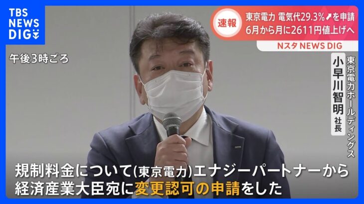 【速報】東電「規制料金」を3割前後値上げ申請　今年6月1日から　11年ぶりの値上げ ｜TBS NEWS DIG