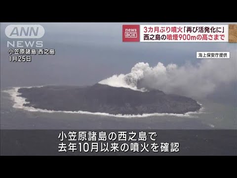 西之島3カ月ぶり噴火「再び活発化の可能性」(2023年1月26日)