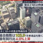 【消費者物価指数】東京都区部 前年比4.0％上昇 40年8か月ぶり高水準