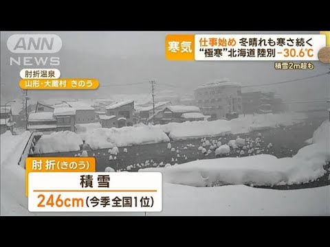 帰国ラッシュで空港大混雑…“今季最低”北海道で－30.6℃ “今季1位”山形で積雪2m超(2023年1月4日)