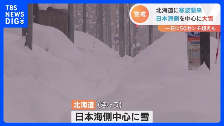 前に進めない車も…北海道に寒波襲来　札幌市では降雪“50㎝超”も｜TBS NEWS DIG