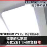 【東京電力】電気料金「値上げ」を申請…標準家庭で月2611円の負担増へ