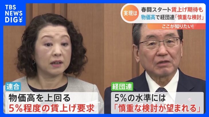 「賃上げ」の実現は？“物価高の春闘”がスタート　一律10万円の「インフレ手当」支給も“賃上げ難しい”ワケとは？｜TBS NEWS DIG