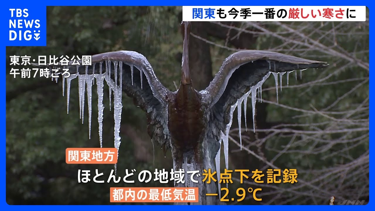 “最強寒波”　関東ほぼ全域で氷点下　都内でつらら　水戸では路面凍結で事故発生｜TBS&nbsp;NEWS&nbsp;DIG