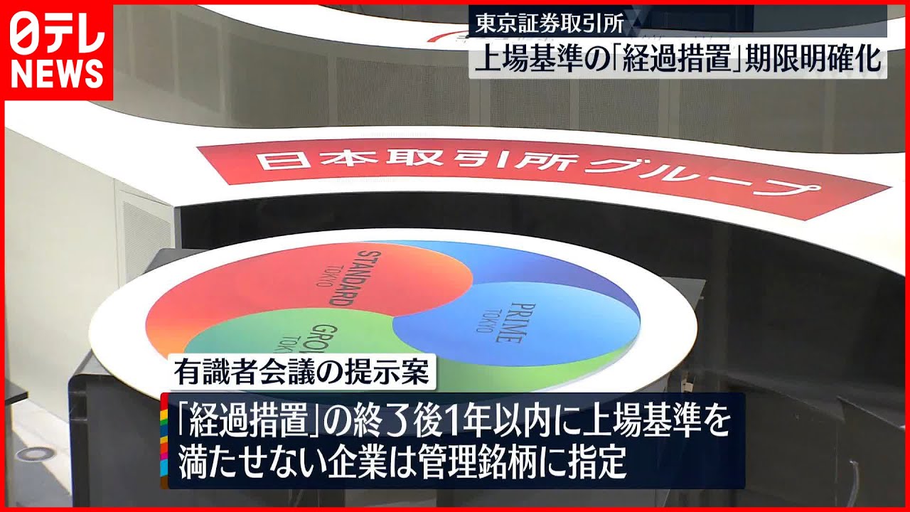 【東京証券取引所】上場企業「経過措置」期限明確化の案を提示