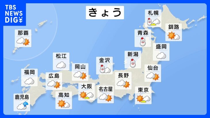 最強寒波の影響　けさも厳しい冷え込みに　北日本は大雪・暴風雪に警戒　今日の天気・気温・降水確率・週間天気【1月26日 天気予報】｜TBS NEWS DIG