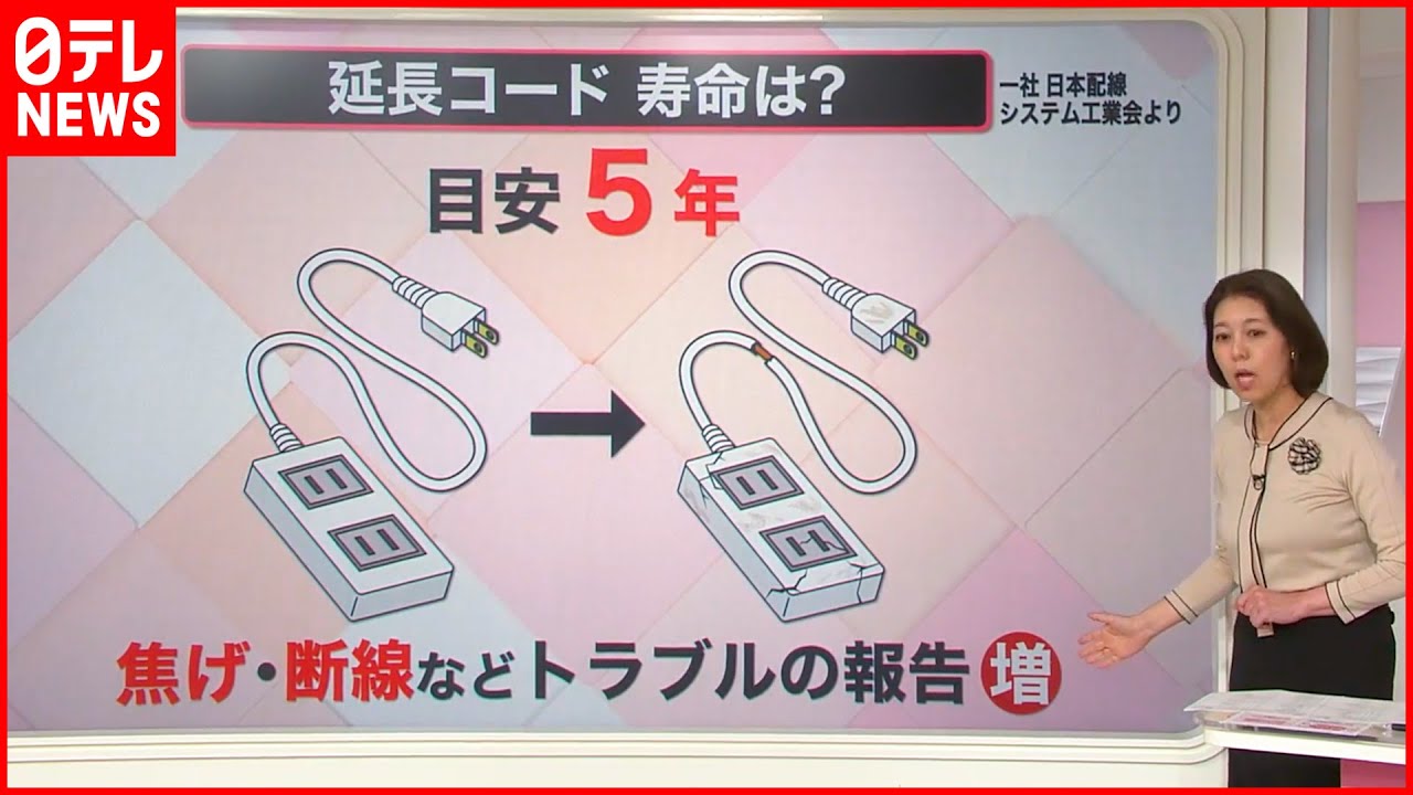 【解説】延長コードの“寿命”や“劣化” 火災が起きる危険も…