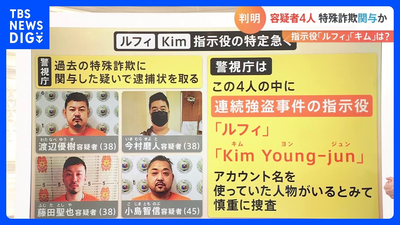 「日本に帰りたくないので知人に告訴してもらう」容疑者4人&nbsp;特殊詐欺関与か&nbsp;指示役「ルフィ」「キム」は？&nbsp;なぜフィリピン入管施設に？【解説】｜TBS&nbsp;NEWS&nbsp;DIG