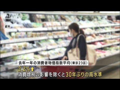 東京の消費者物価指数　4％上昇40年8カ月ぶり高水準(2023年1月10日)