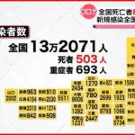 【新型コロナ】全国の死者503人で過去最多に　感染者は全国13万2071人、東京1万727人