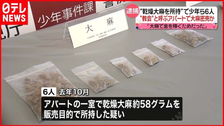 【高校生ら6人逮捕】乾燥大麻を所持か 全員から陽性反応を検出