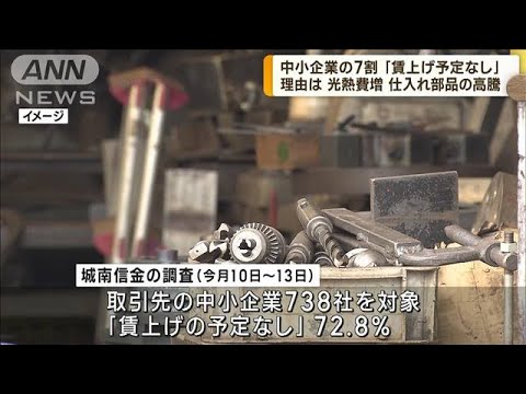 城南信金が調査　中小企業の7割「賃上げ予定なし」(2023年1月20日)