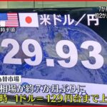 【円相場】約7か月ぶり一時1ドル＝129円台まで上昇 約2か月で20円以上円高