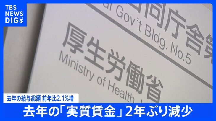 【速報】去年の「実質賃金」前年比0.9%減　給与は31年ぶりの増加幅でコロナ前の水準に戻るも物価上昇に賃金追い付かず｜TBS NEWS DIG