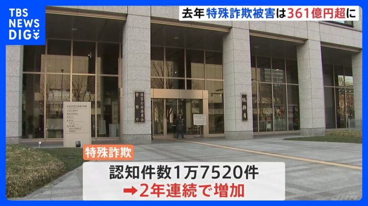 去年1年間の特殊詐欺の被害額360億円超で8年ぶり増　年間の全国警察の刑法犯認知件数も20年ぶりに増加｜TBS NEWS DIG