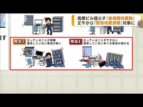 長周期地震動　正午から「緊急地震速報」対象に(2023年2月1日)