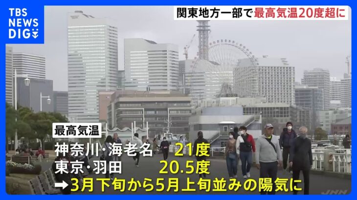 東京と神奈川で気温20度超　強い南風で春の陽気に｜TBS NEWS DIG