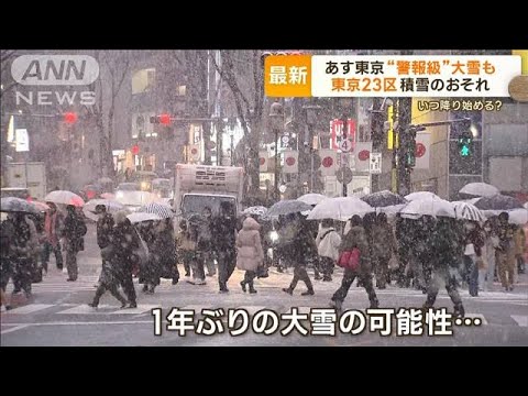 あす　東京で“警報級”大雪も　23区でも積雪の恐れ　予報士「昼前から降り出しそう」(2023年2月9日)