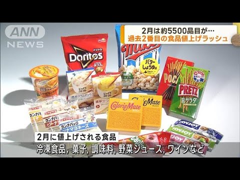 2月の食品値上げ約5500品目　過去2番目の数に(2023年2月1日)