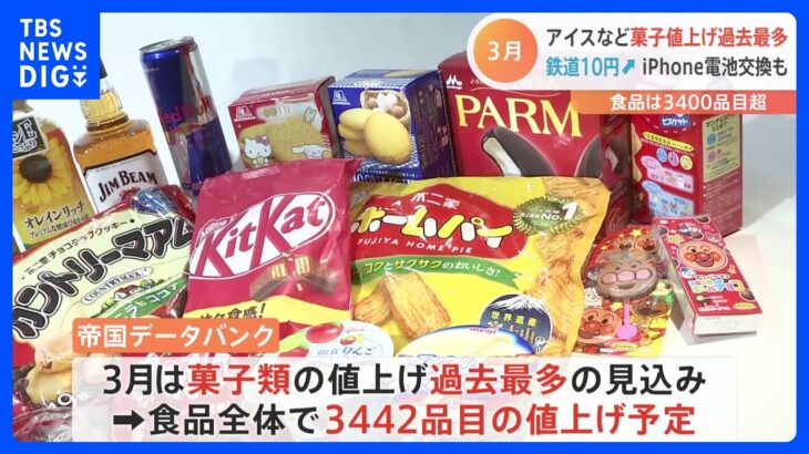 「ピノ」に「カントリーマアム」も　3月は菓子類の値上げが“過去最多”の見込み｜TBS NEWS DIG