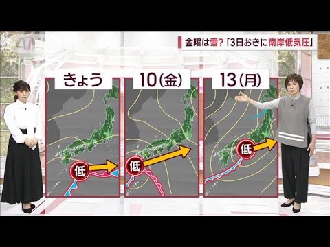 【全国の天気】3日おきにやってくる南岸低気圧　10日は東京で雪　東北は大雪(2023年2月7日)