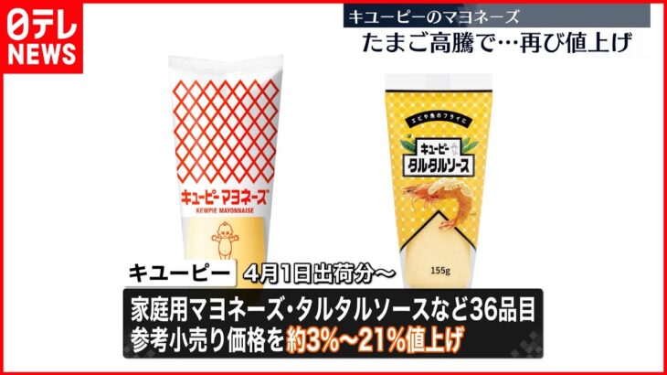 【キユーピー】36品を値上げへ 4月1日出荷分から約3％～21％