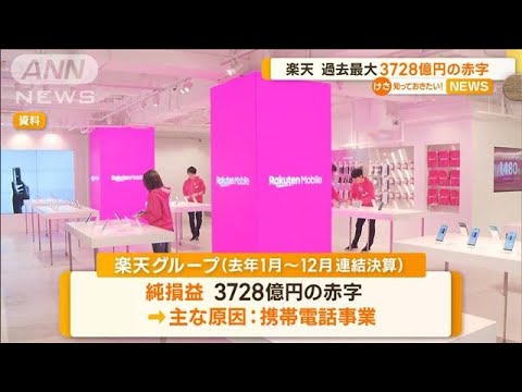 楽天グループ　過去最大の“3728億円赤字”　主な原因は“携帯電話事業”(2023年2月15日)