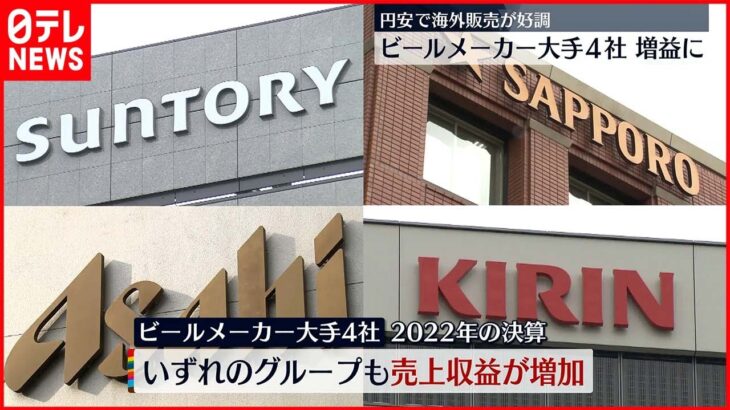 【ビールメーカー大手4社】各社とも増益 円安で海外販売好調・値上げ影響