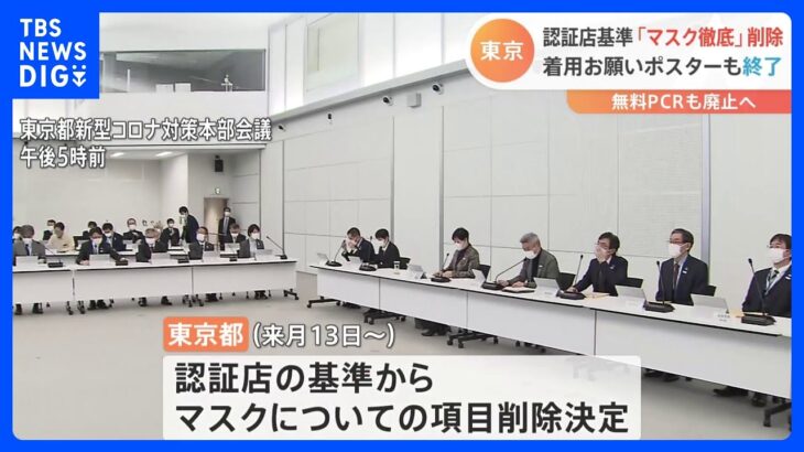 東京都の飲食店マスク着用 認証店基準から削除へ　今後マスク着用は客の判断に｜TBS NEWS DIG