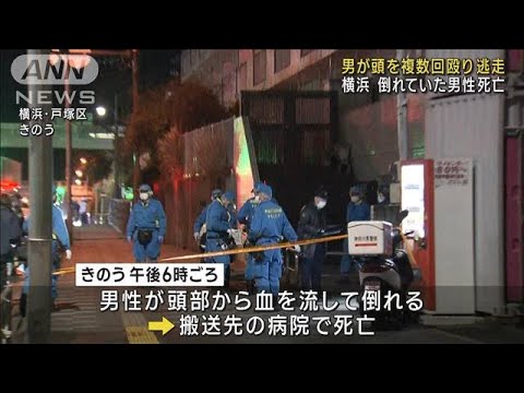 路上で男性殴られ死亡　頭を複数回殴打か　横浜市(2023年2月21日)