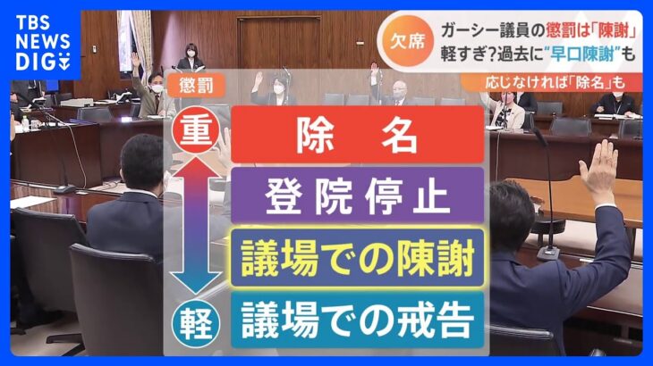 ガーシー議員に「議場での陳謝」処分　各党の間には処分軽すぎるとの不満も｜TBS NEWS DIG