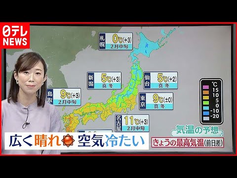【天気】広く晴れ 九州や中国・四国地方は天気下り坂