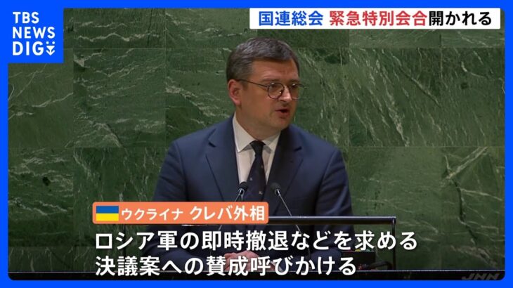 国連総会緊急特別会合　ウクライナ平和決議案採決へ　侵攻1年｜TBS NEWS DIG